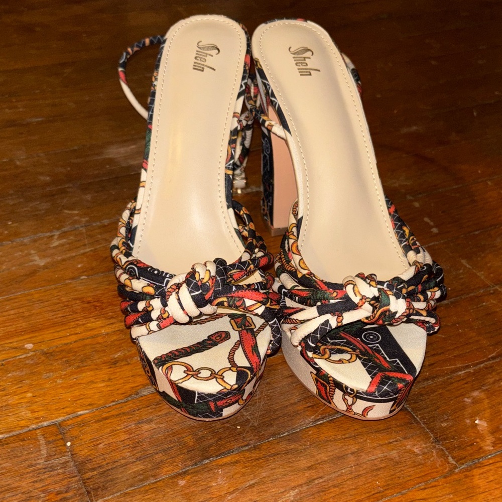 SHEIN Elegant Multicolor Knotted Platform Heels size 11